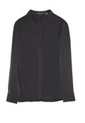 WILLA SMALL COLLAR PLKT TOP - BLACK