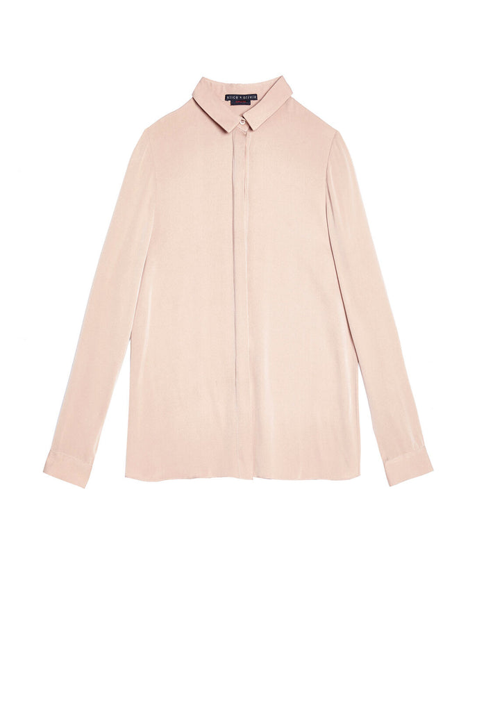 WILLA SMALL COLLAR PLKT TOP - ROSE TAN