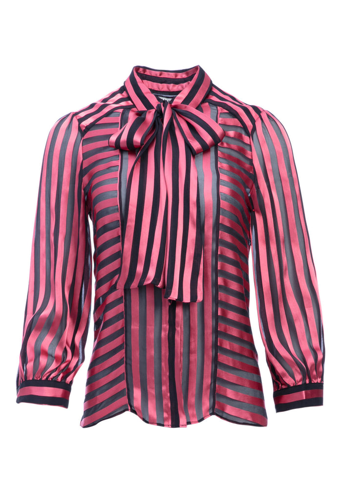WILLIS TIE NK BTN DWN - SHADOW STRIPE ROSE