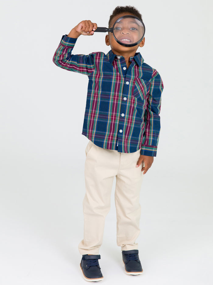 Winter Nights Plaid Button Down Shirt