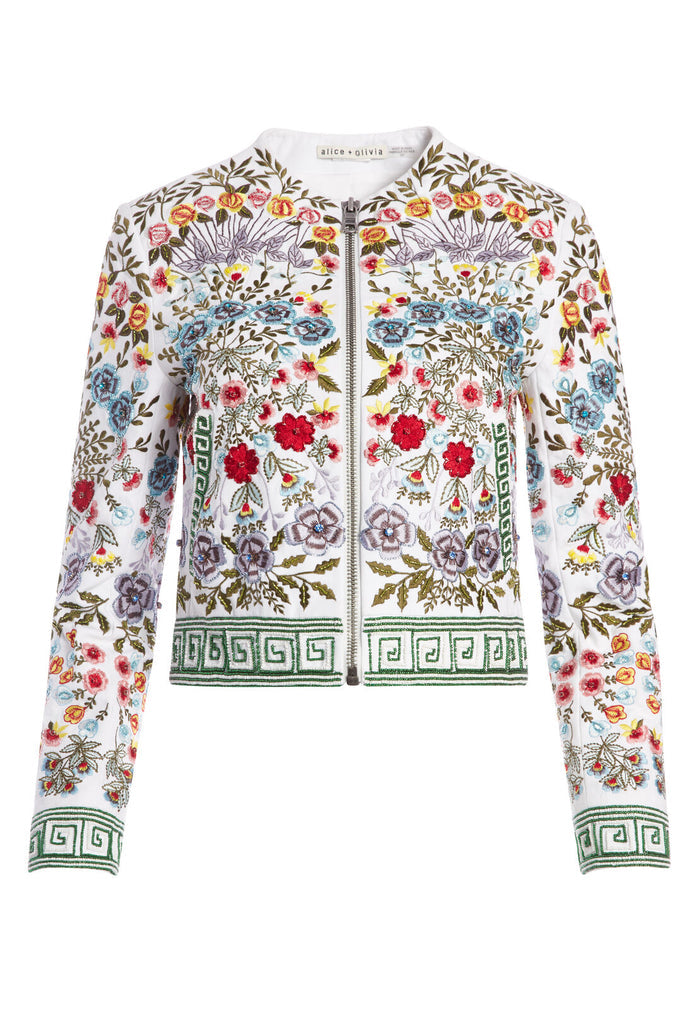 YARDLEY BEADED CROPPED JACKET - WHITE/MULTI
