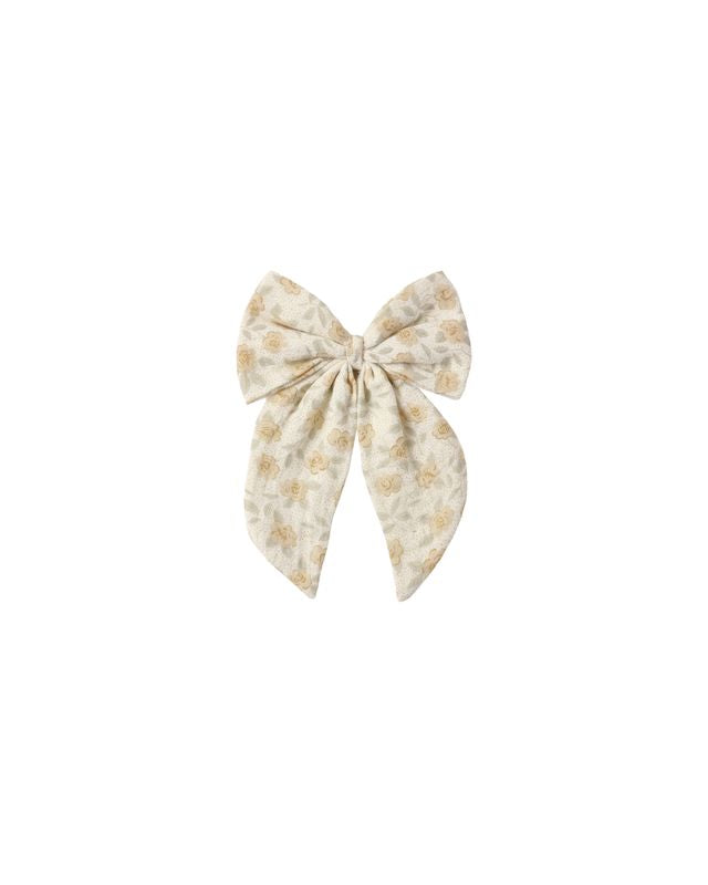 Yellow Floral Oversized Bow Hair Clip