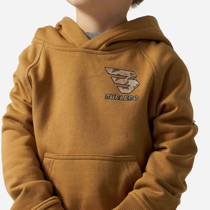 YOUTH FLEECE HOODIE - MALLARD CAMO DOG - LIGHT BROWN