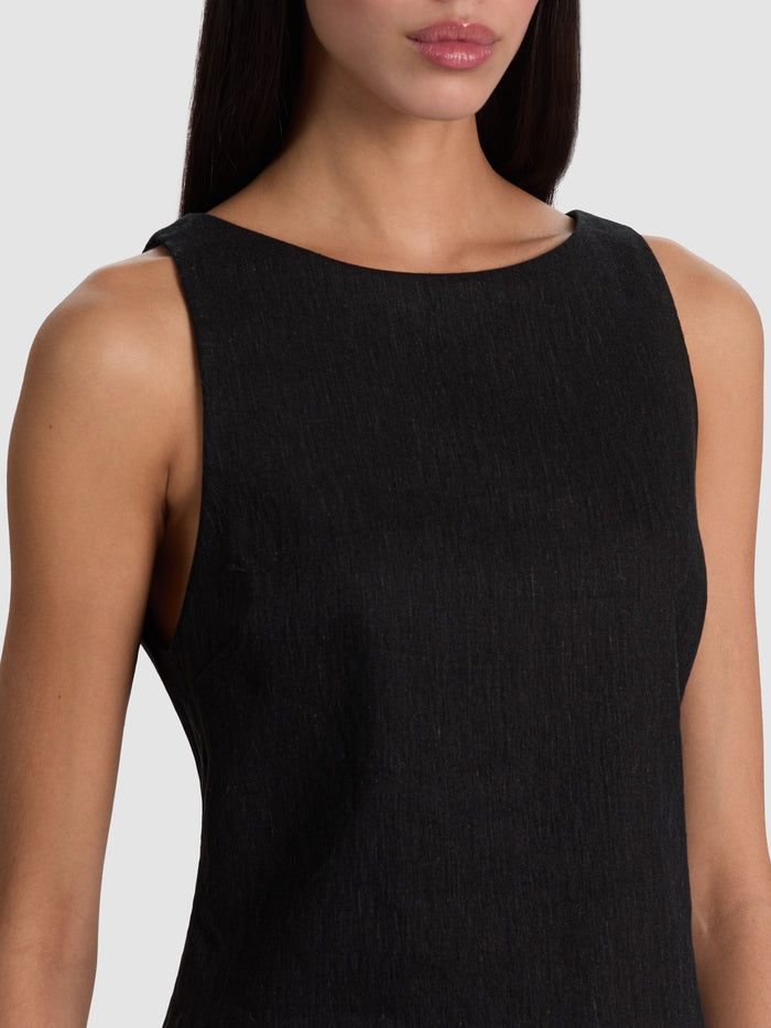 YVETTE BOAT NECK TANK - BLACK