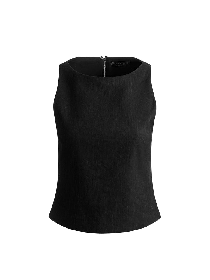 YVETTE BOAT NECK TANK - BLACK