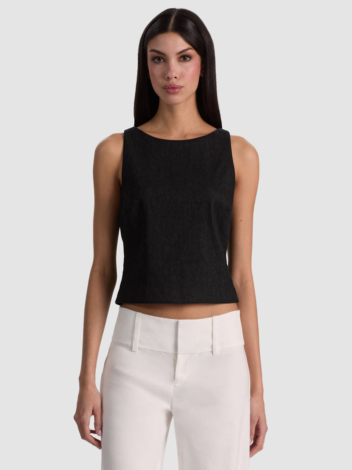 YVETTE BOAT NECK TANK - BLACK