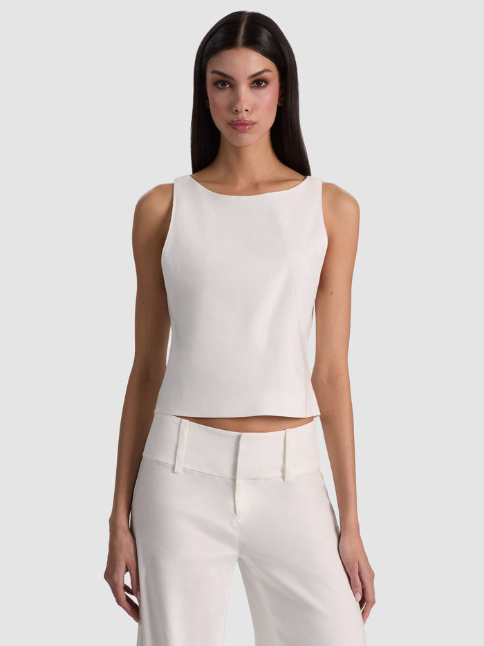 YVETTE BOAT NECK TANK - OFF WHITE