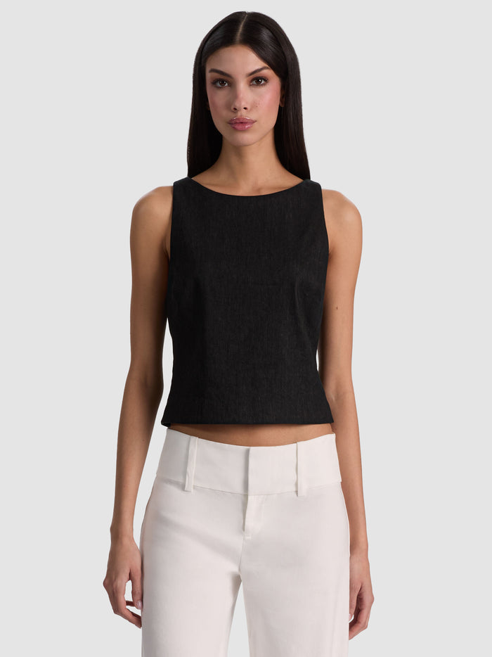 YVETTE BOAT NECK TANK - BLACK