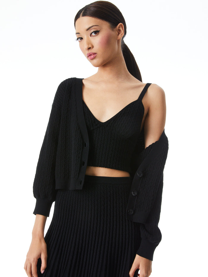 ZELINA DEEP V CARDIGAN - BLACK