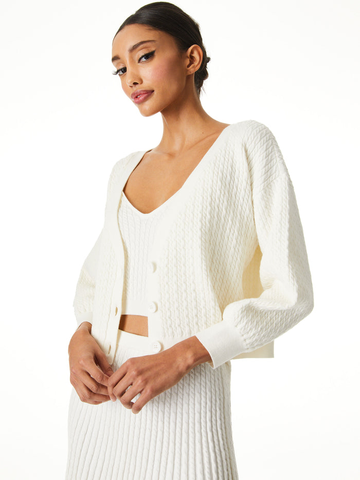 ZELINA DEEP V CARDIGAN - SOFT WHITE