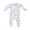 Zippered Footie- Bestie Dogs Blue
