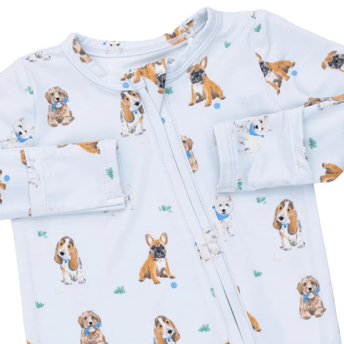 Zippered Footie- Bestie Dogs Blue