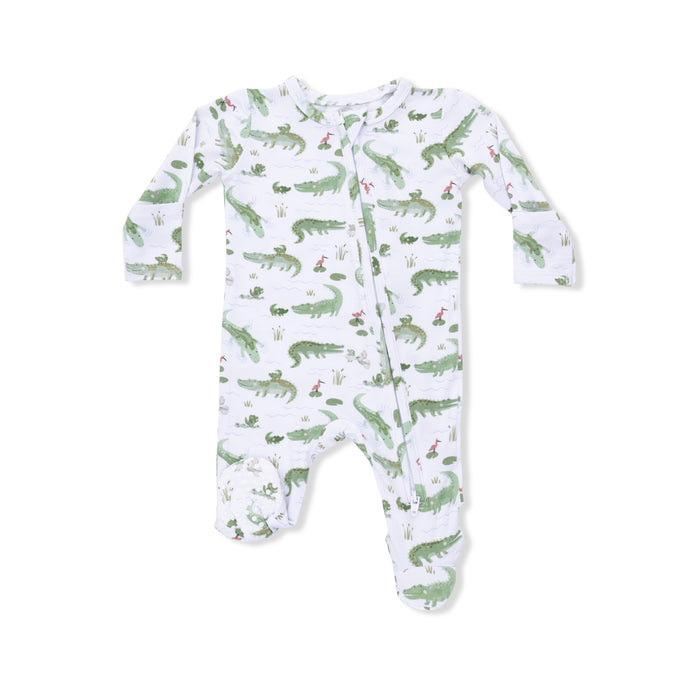 Zippered Footie- Crayon Alligators