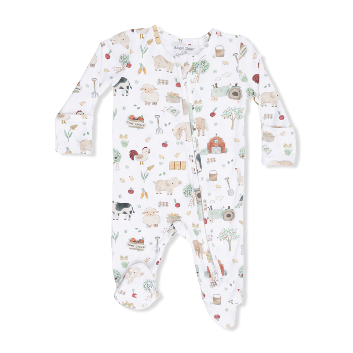 Zippered Footie- Cute Farm Animals Uni