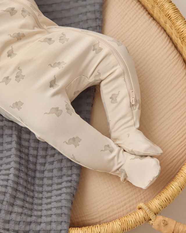 Zippered Footie- Elephants