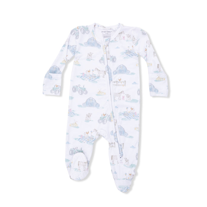 Zippered Footie- Farm Animal Party