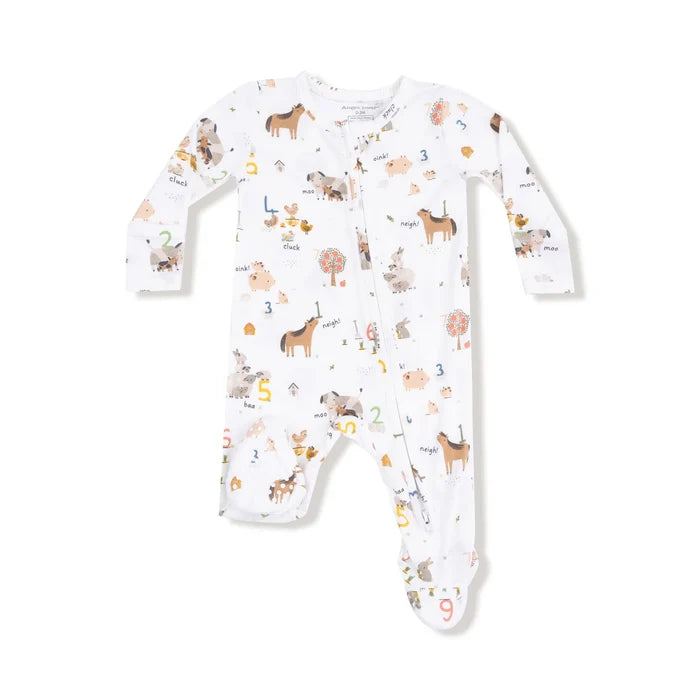 Zippered Footie- Farm Sounds