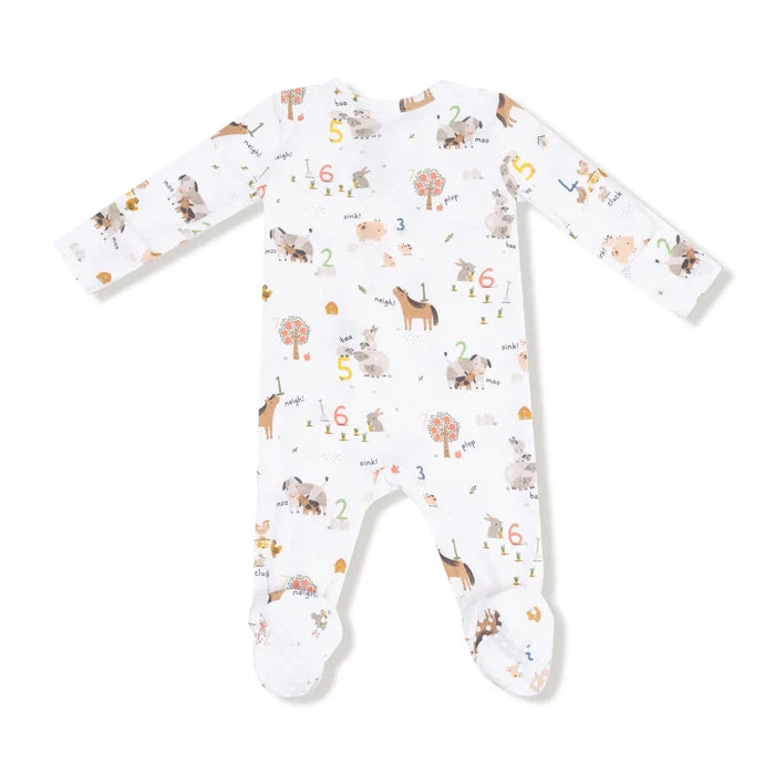 Zippered Footie- Farm Sounds