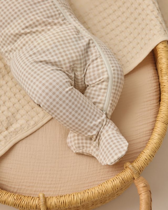 Zippered Footie- Oat Gingham