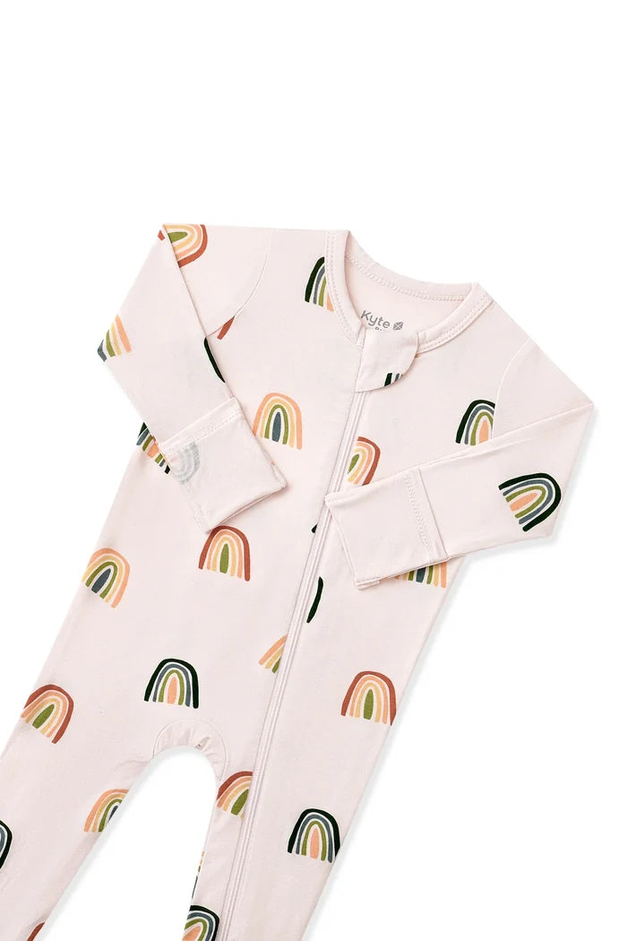 Zippered Footie- Retro Rainbow