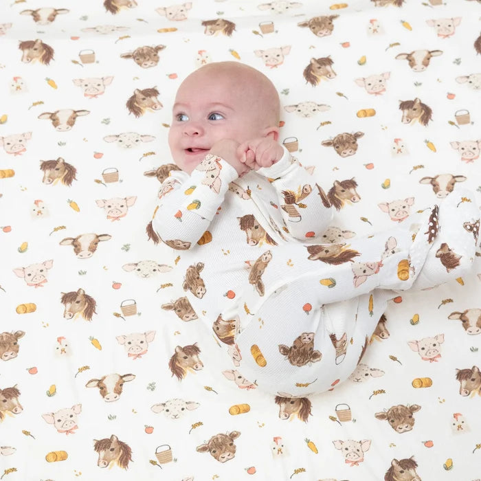 Zippered Footie- Vintage Baby Farm Animals