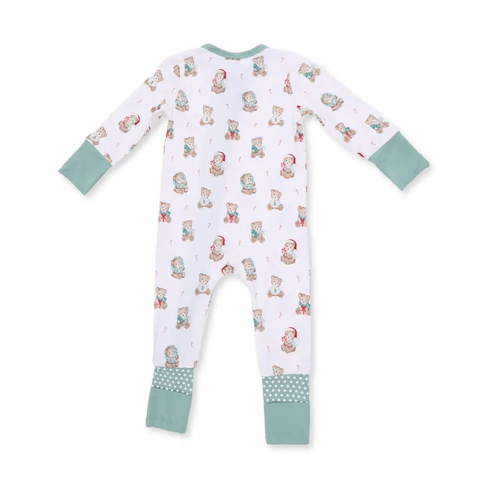 Zippered Romper- Christmas Teddy Bear