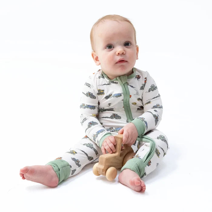 Zippered Romper- Farm Machines