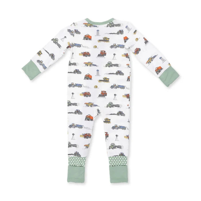 Zippered Romper- Farm Machines