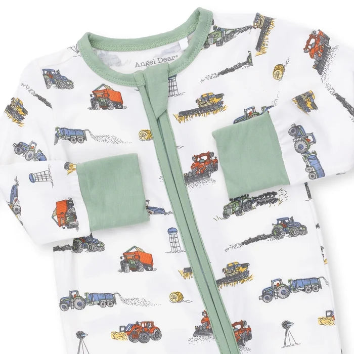 Zippered Romper- Farm Machines