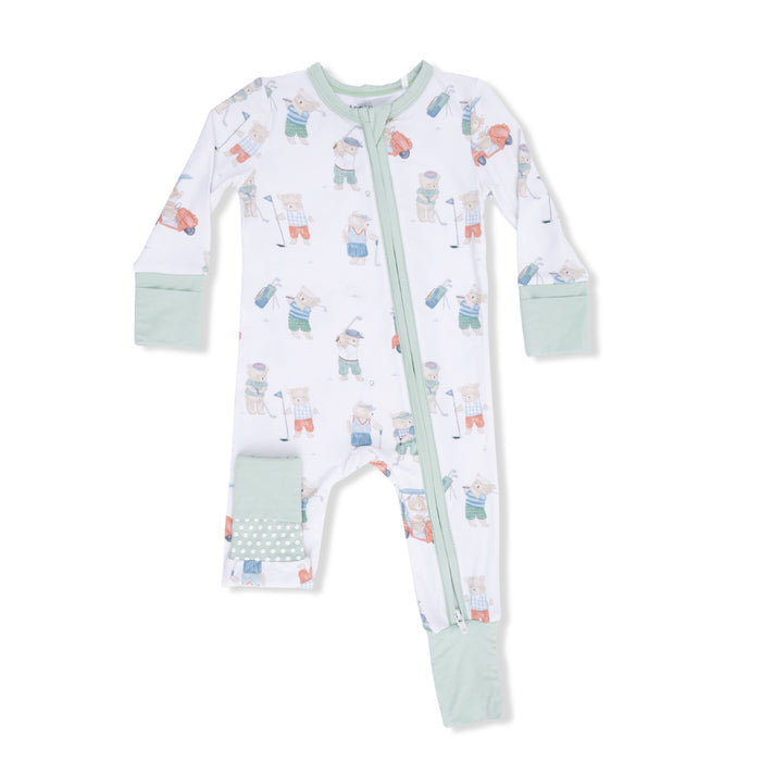 Zippered Romper- Golfing Teddy Bears