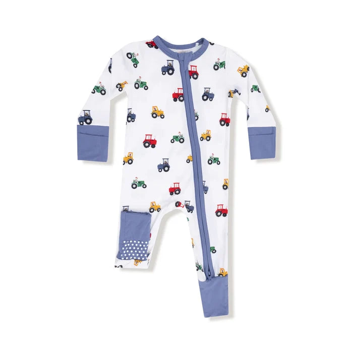 Zippered Romper- Mini Tractors