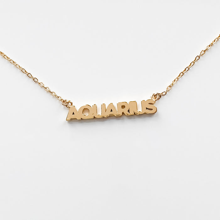 Zodiac Block Font Script Necklace