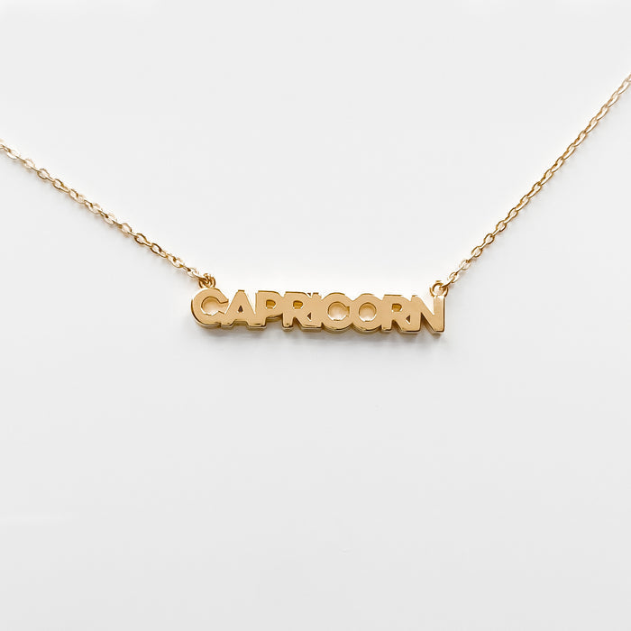Zodiac Block Font Script Necklace