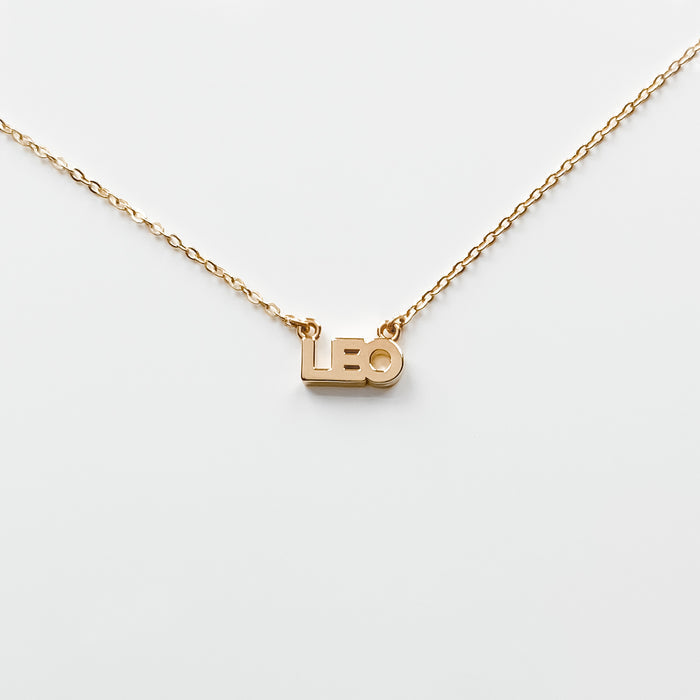 Zodiac Block Font Script Necklace