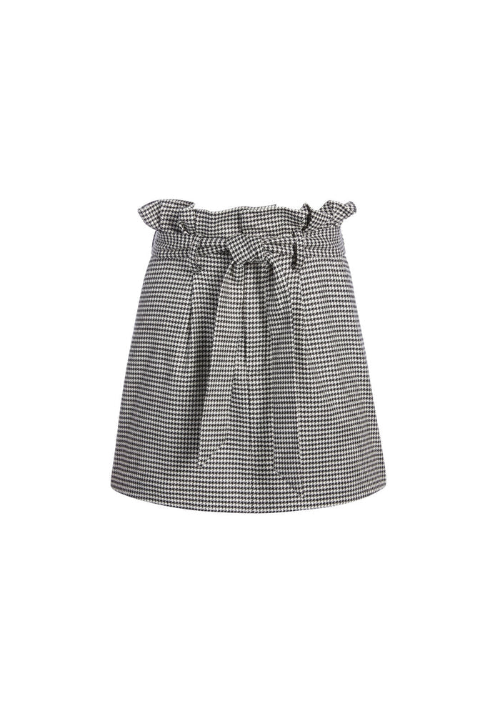 ZOYA BELTED PAPER BAG MINI SKIRT - BLACK/WHITE