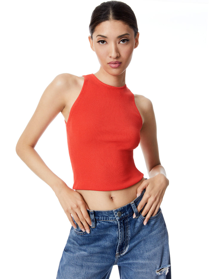 ZULMA RIBBED KNIT TANK - CHILI PEPPER